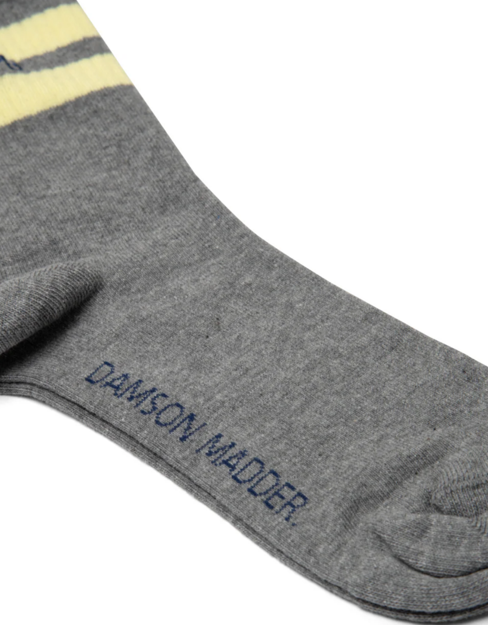Damson Madder Socks Sporty Calf - One Size - Grey Marl/Butter Stripe - Damson Madder