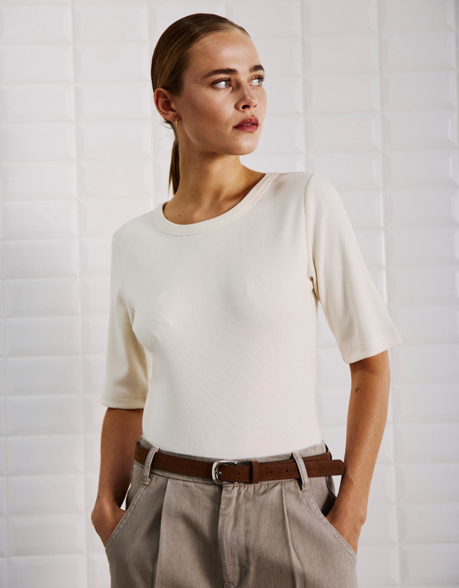 Withblack T-Shirt 'Lullu' - Pearled Ivory - Withblack