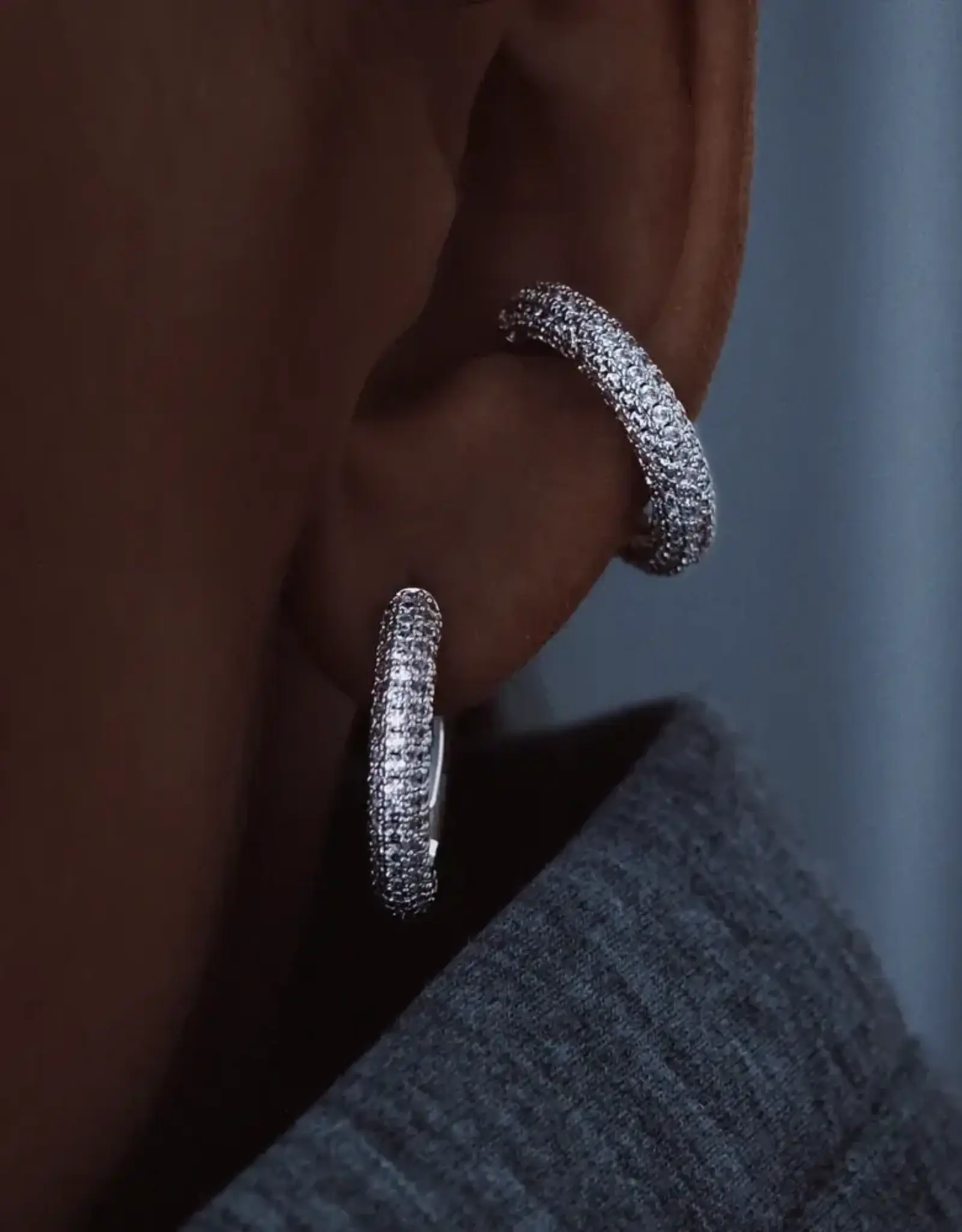 Billion Avenue Kos Diamond Earring - Silver - M 20mm - Billion Avenue