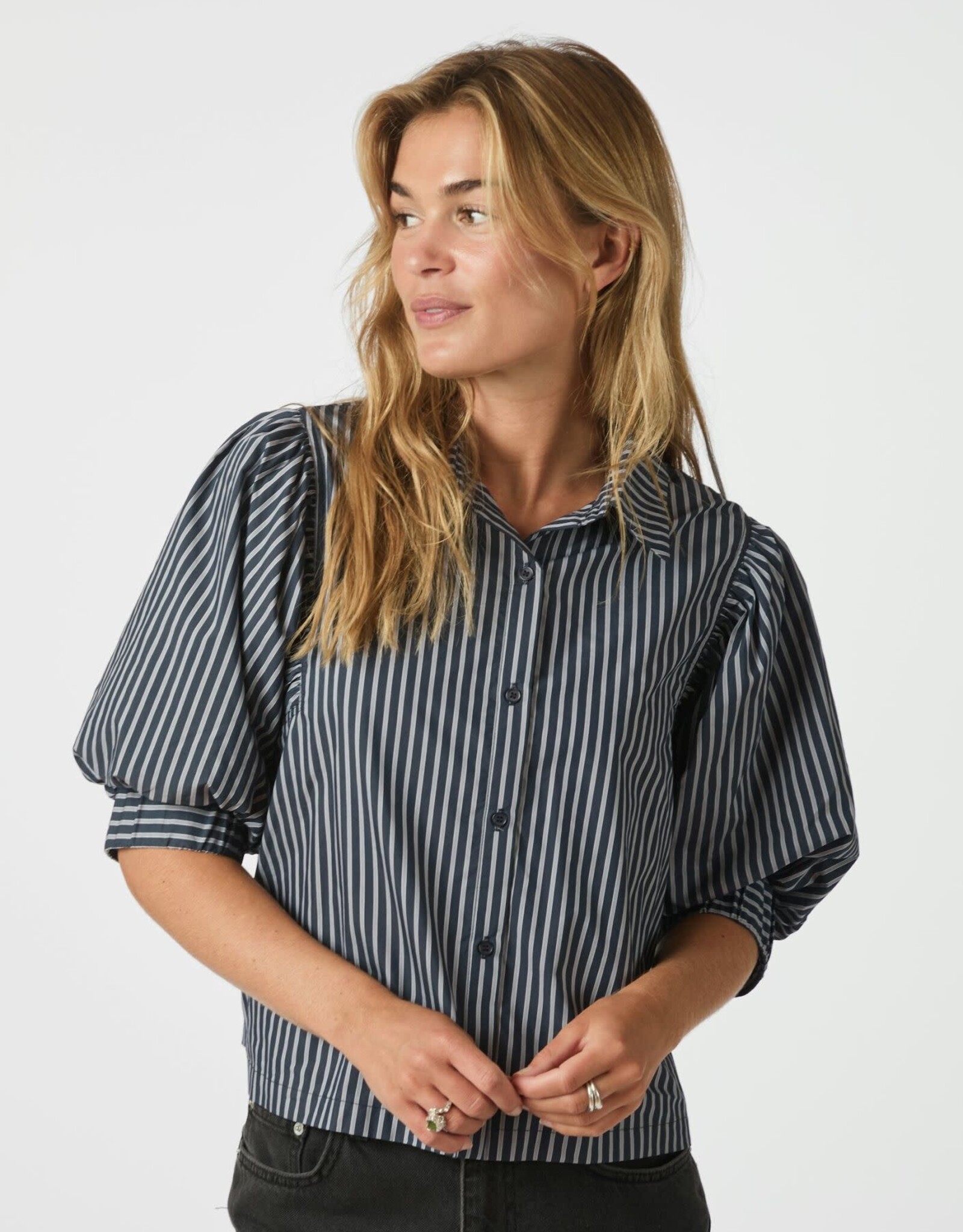 Blouse Stripe 'Etta' - Navy - Neo Noir