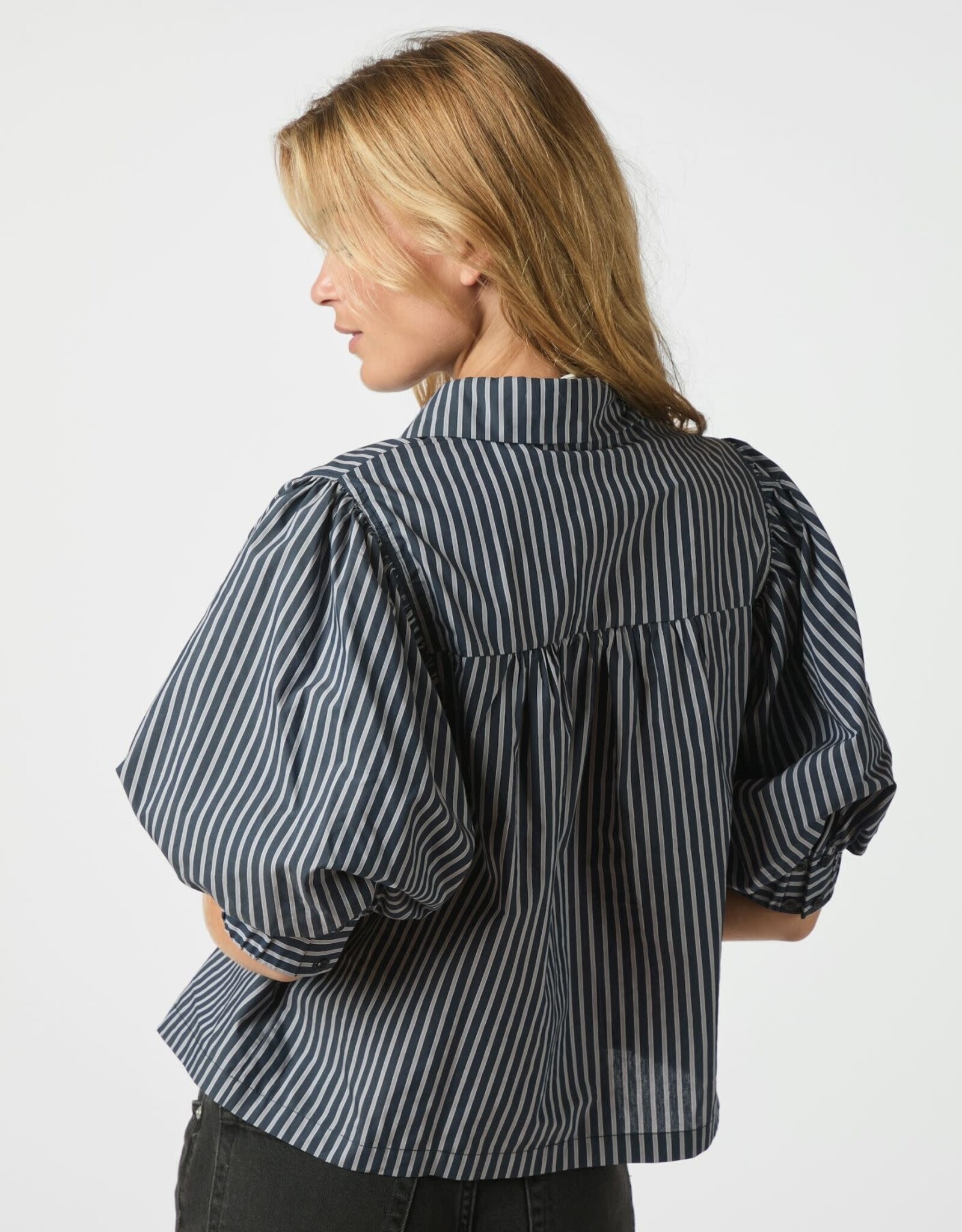 Blouse Stripe 'Etta' - Navy - Neo Noir