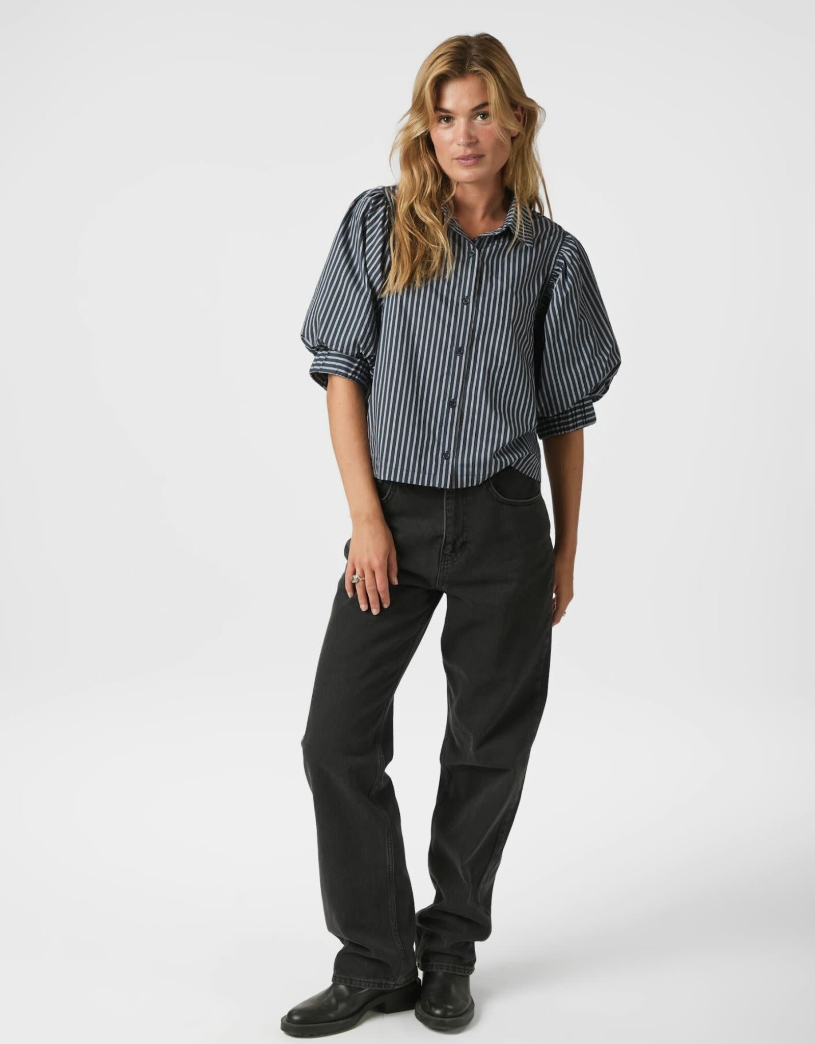 Blouse Stripe 'Etta' - Navy - Neo Noir