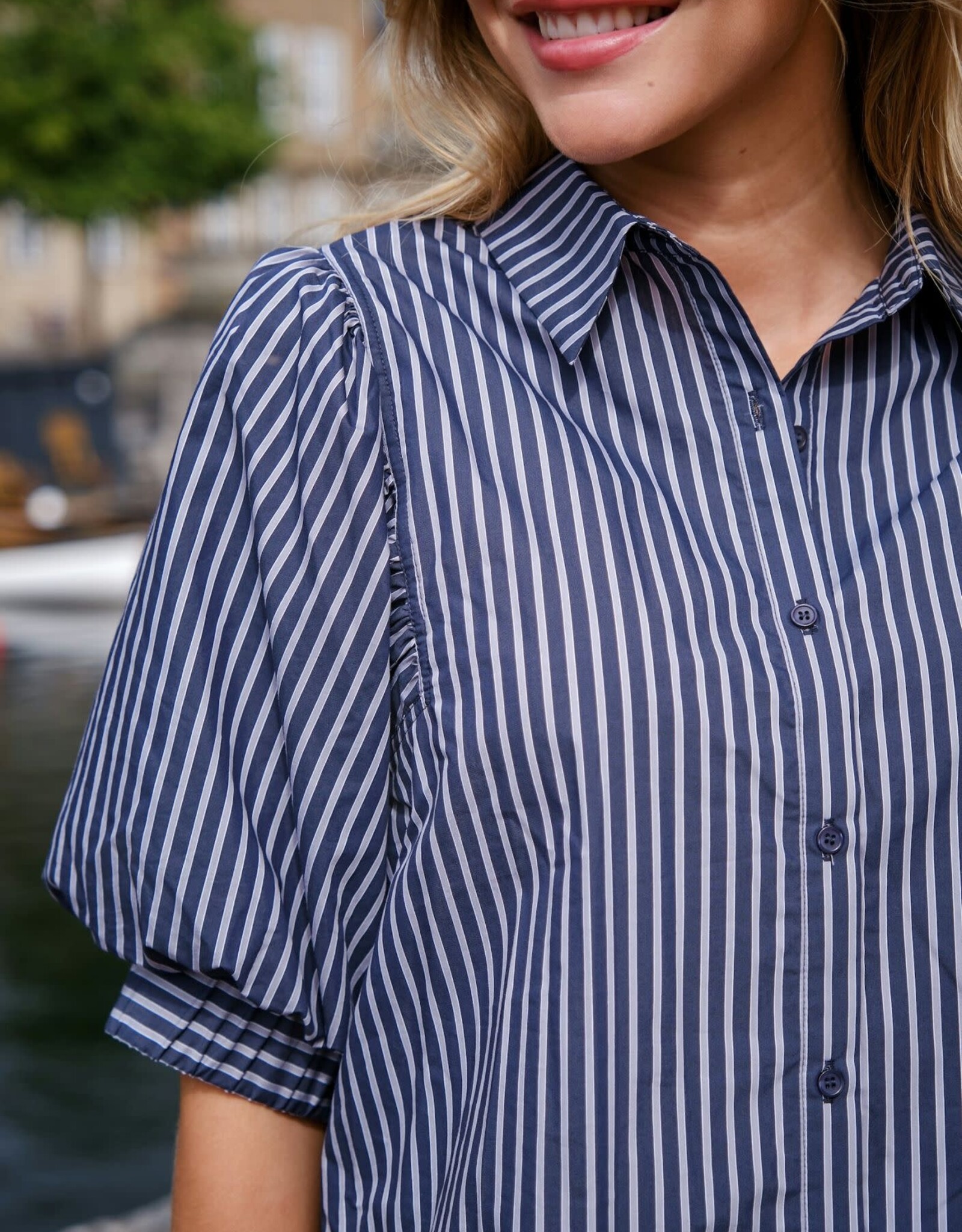 Blouse Stripe 'Etta' - Navy - Neo Noir