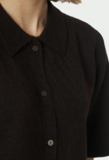 Cardigan Korte Mouw 'Cunna' - Dark Brown - Neo Noir