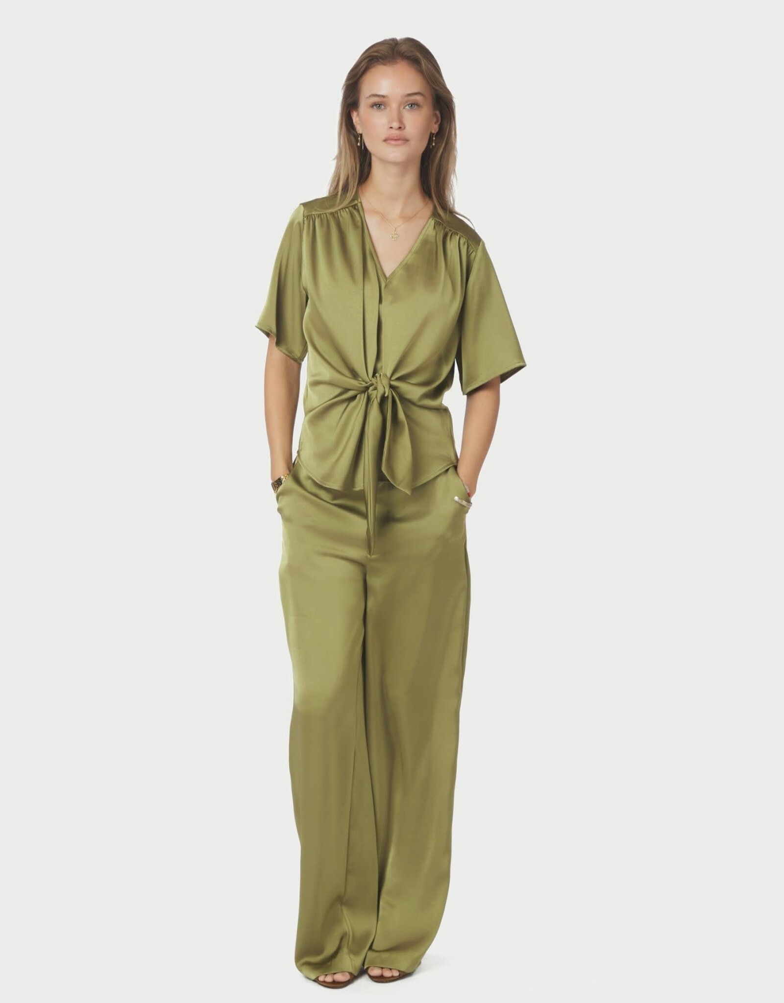 Blouse Heavy Sateen 'Casadia' - Sage Green - Neo Noir