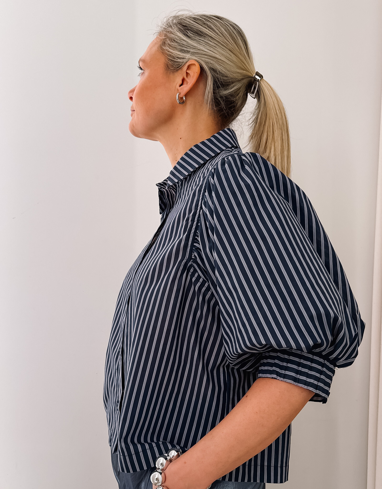 Blouse Stripe 'Etta' - Navy - Neo Noir