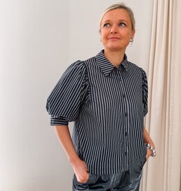 Blouse Stripe 'Etta' - Navy - Neo Noir