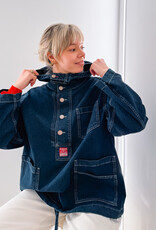 Damson Madder Hemd - Hoodie 'Briar' - Blue  - Damson Madder