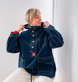 Damson Madder Hemd - Hoodie 'Briar' - Blue  - Damson Madder