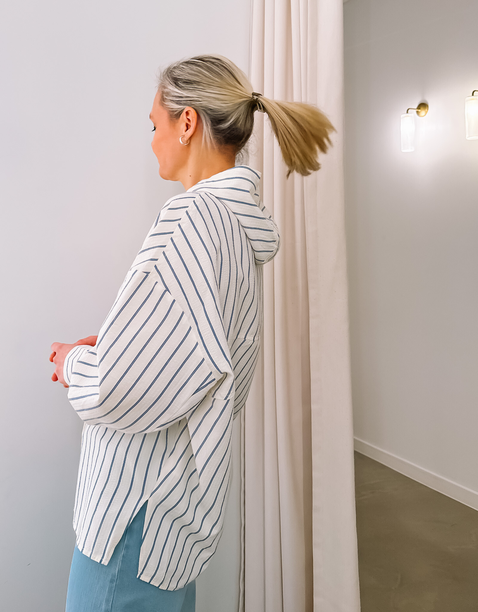 The Golden House Ad Blouse 'Onix' - Rayures Ecrues Et Bleues - Adoré