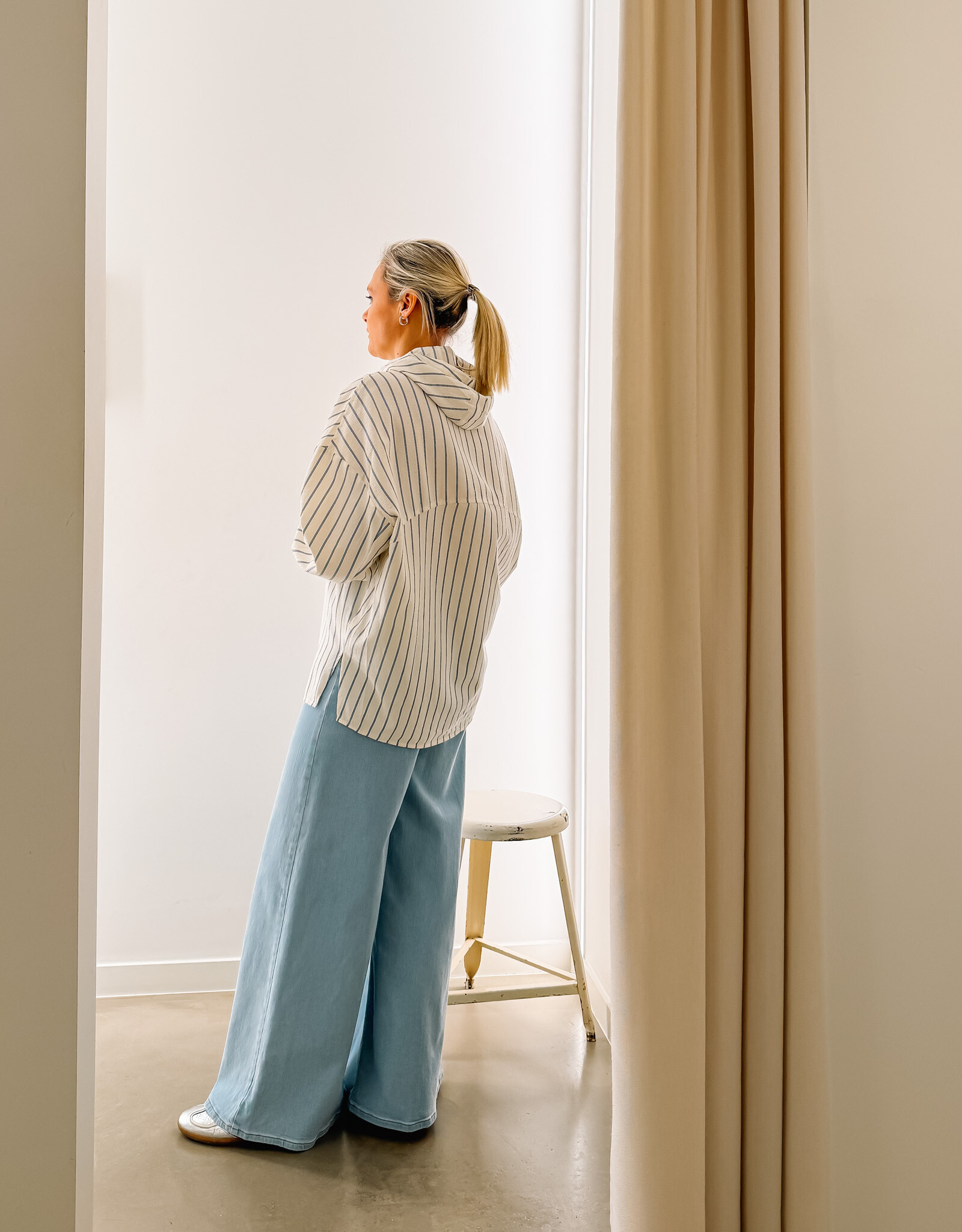 The Golden House Ad Blouse 'Onix' - Rayures Ecrues Et Bleues - Adoré