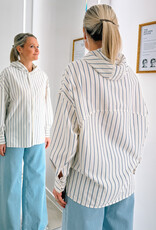 The Golden House Ad Blouse 'Onix' - Rayures Ecrues Et Bleues - Adoré