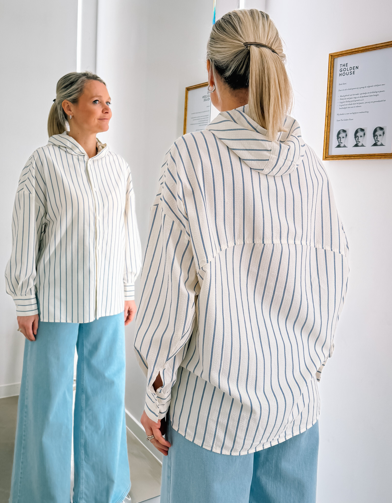 The Golden House Ad Blouse 'Onix' - Rayures Ecrues Et Bleues - Adoré