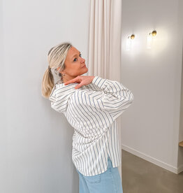 The Golden House Ad Blouse 'Onix' - Rayures Ecrues Et Bleues - Adoré