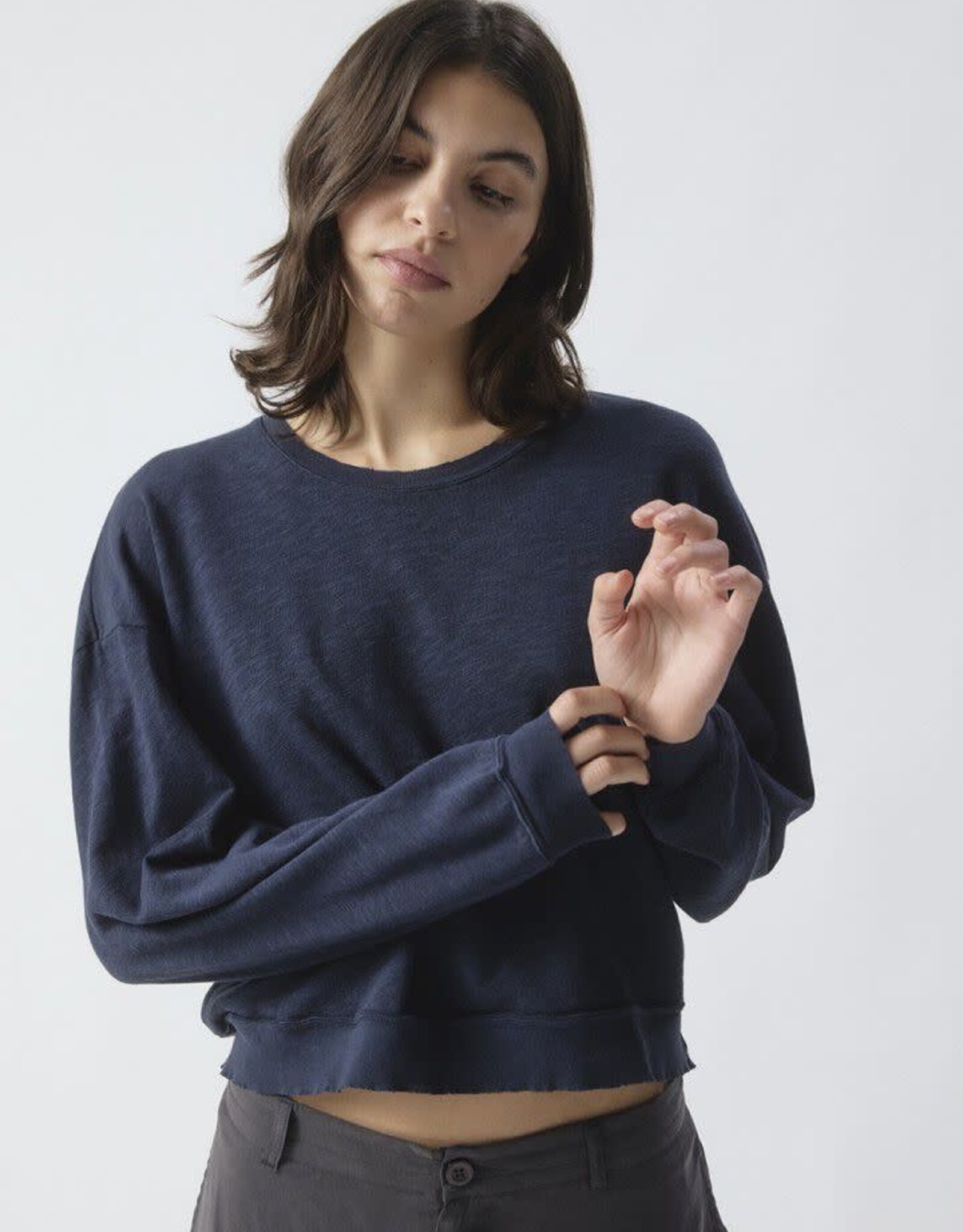 American Vintage T-Shirt Lange Mouw 'Sonoma' - Navy Blue Vintage - Son02IG - American Vintage