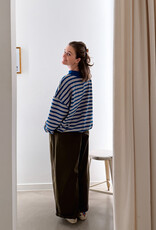 The Golden House Mom Sweater Stripe 'Bieke' - Electrique Blue  TU