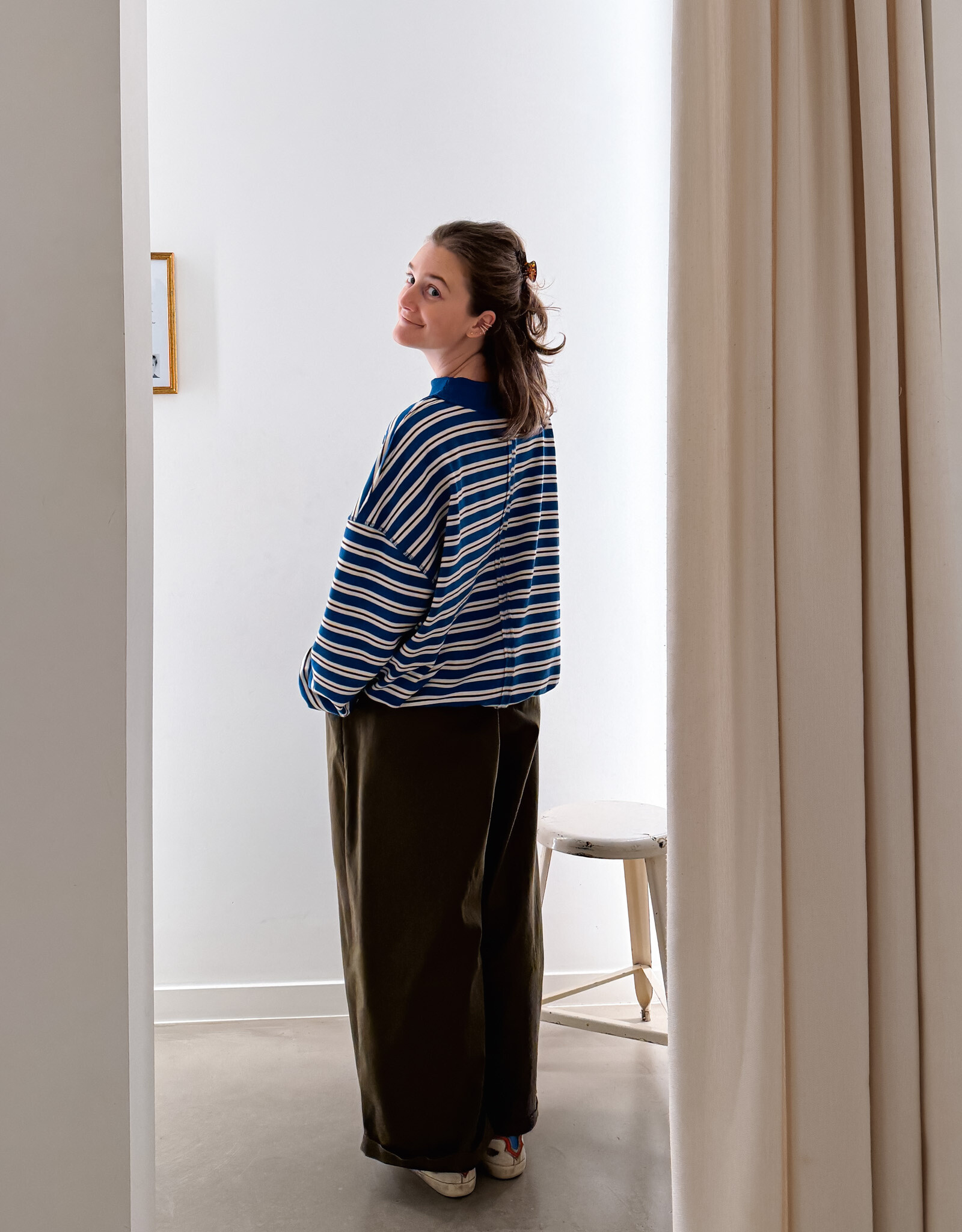 The Golden House Mom Sweater Stripe 'Bieke' - Electrique Blue  TU