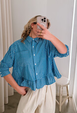 Orfeo - LMK Blouse 'Jahnis' - Rayures Turquoises - Orfeo