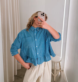 Orfeo - LMK Blouse 'Jahnis' - Rayures Turquoises - Orfeo