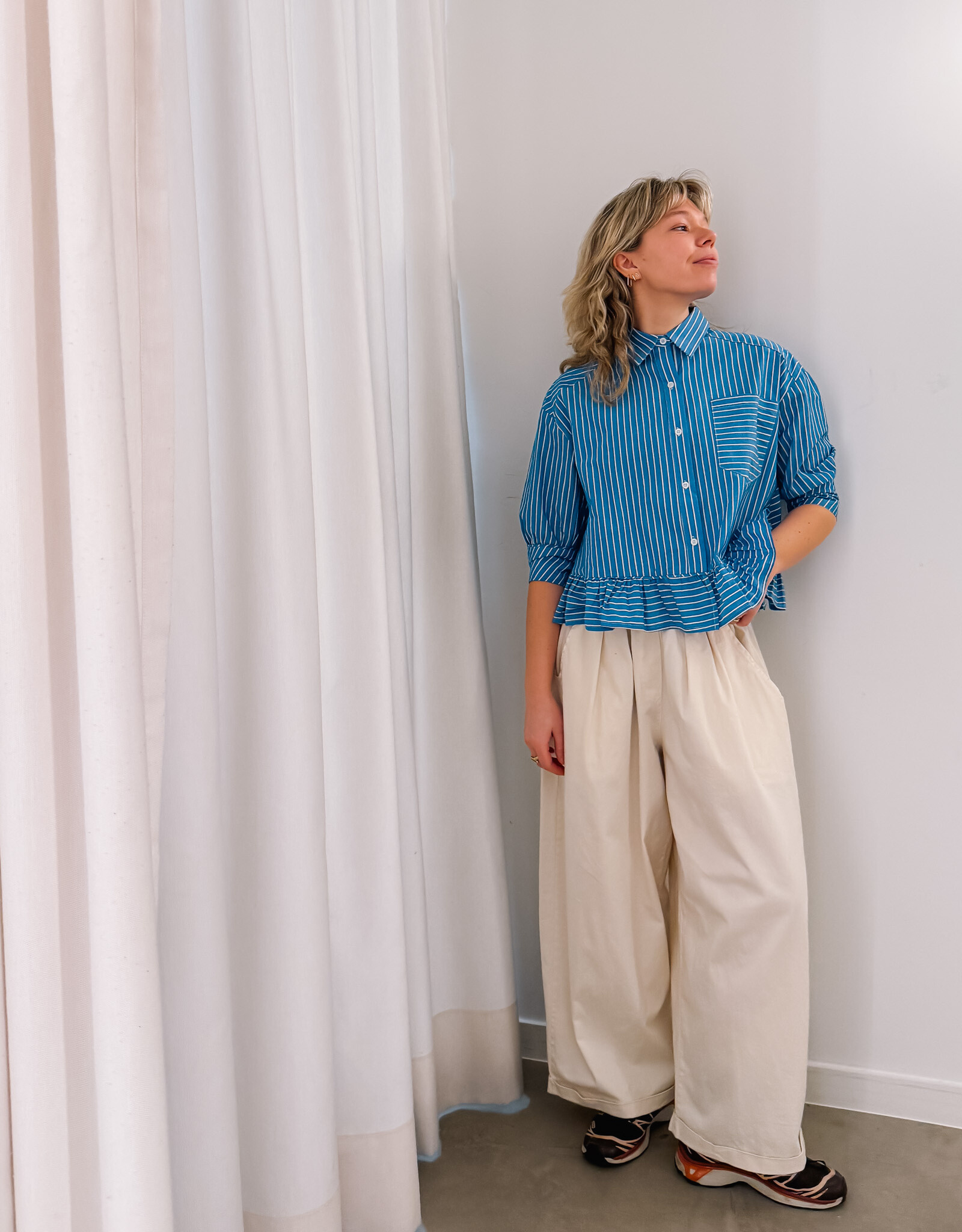 Orfeo - LMK Blouse 'Jahnis' - Rayures Turquoises - Orfeo