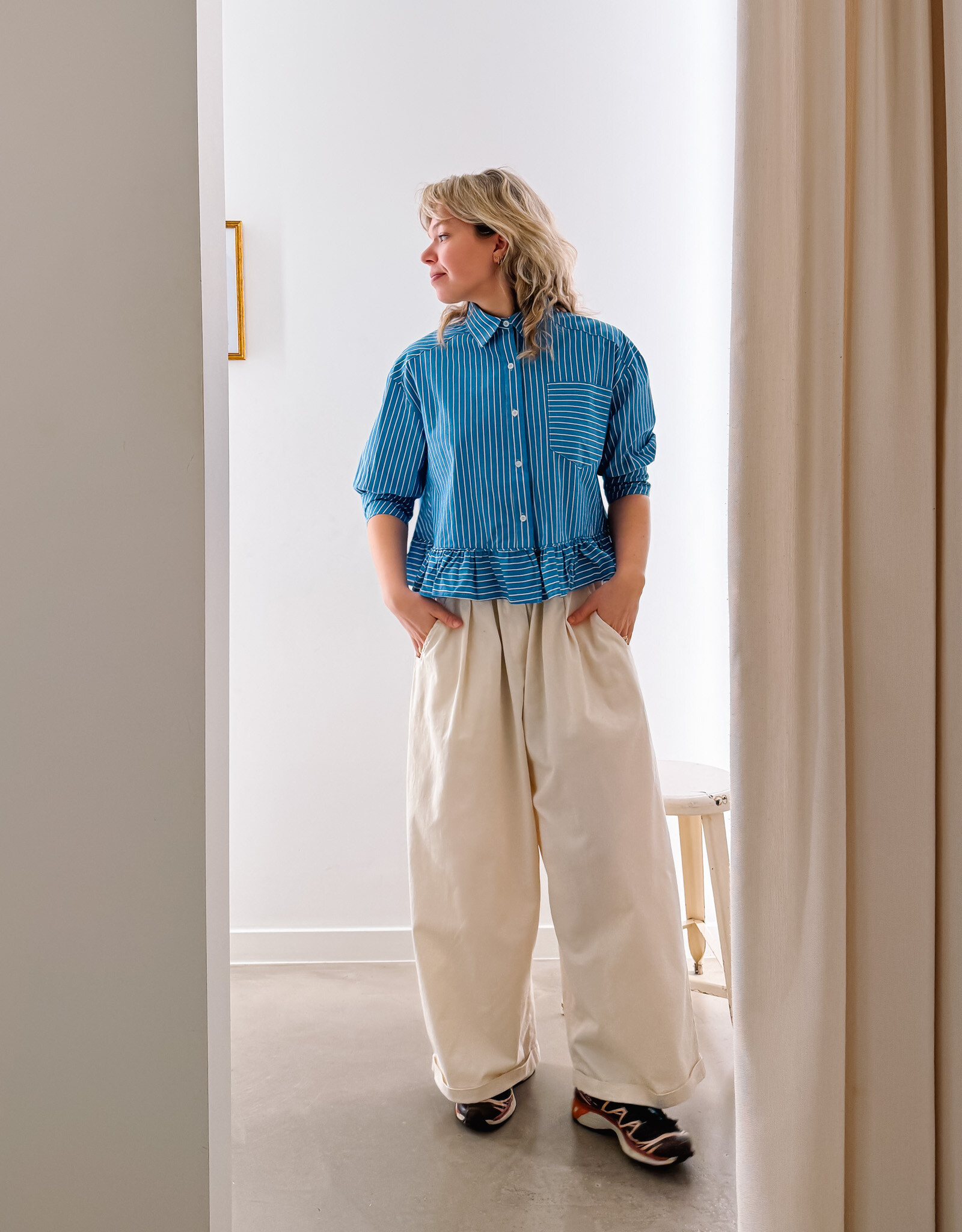 Orfeo - LMK Blouse 'Jahnis' - Rayures Turquoises - Orfeo