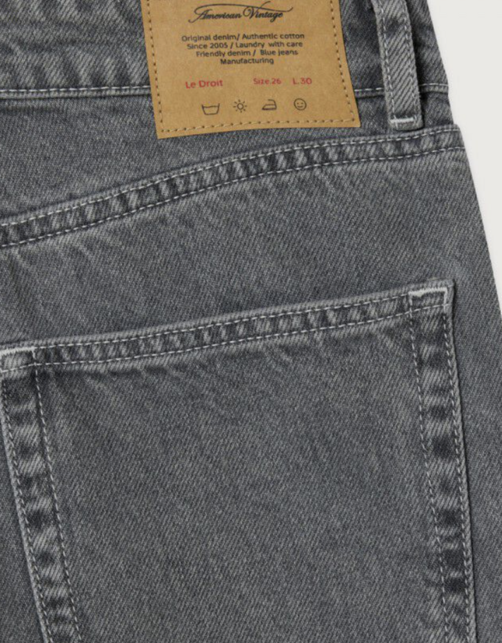 American Vintage Jeans Le Droit Cropped 'Yopday' - Gris Vintage - Yop11M -  American Vintage