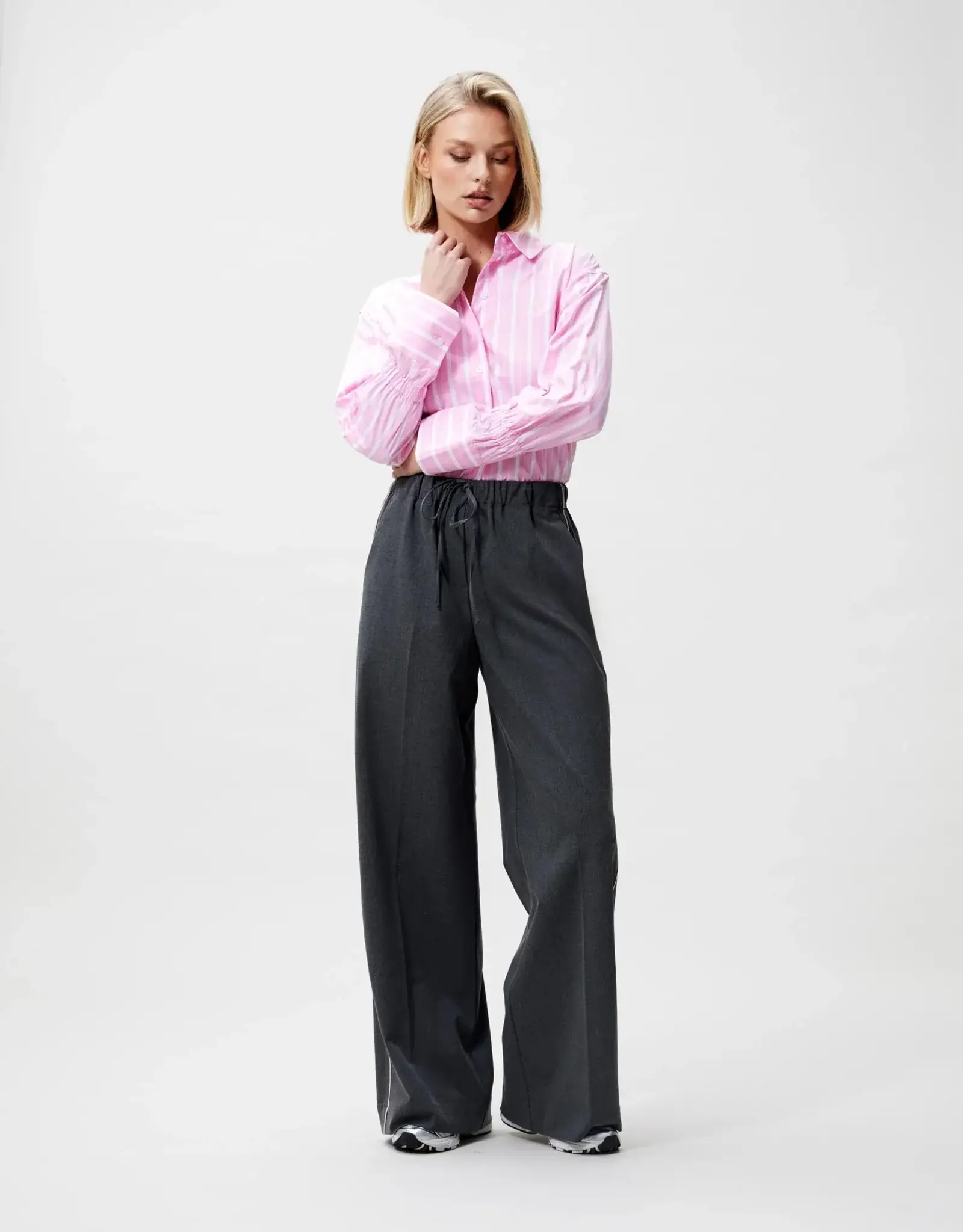 Catwalk Junkie Broek Jogger 'Piping' - Dark Grey Melange  - Catwalk Junkie