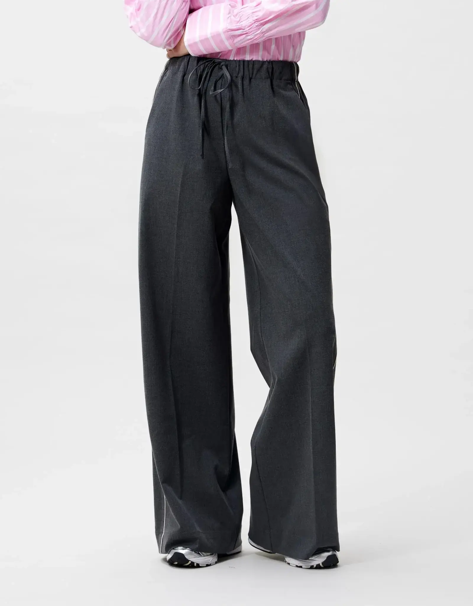 Catwalk Junkie Broek Jogger 'Piping' - Dark Grey Melange  - Catwalk Junkie