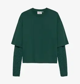 Catwalk Junkie T-Shirt Lange Mouw 'Lace Sleeves' - Sea Moss - Catwalk Junkie