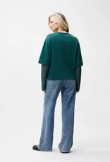 Catwalk Junkie T-Shirt Lange Mouw 'Lace Sleeves' - Sea Moss - Catwalk Junkie