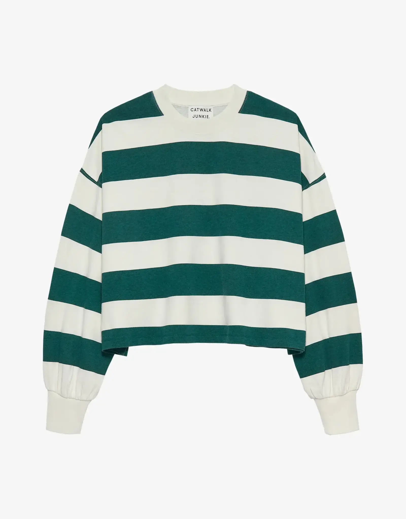 Catwalk Junkie T-Shirt Long Sleeve 'Oversized Striped' - Sea Moss - Catwalk Junkie