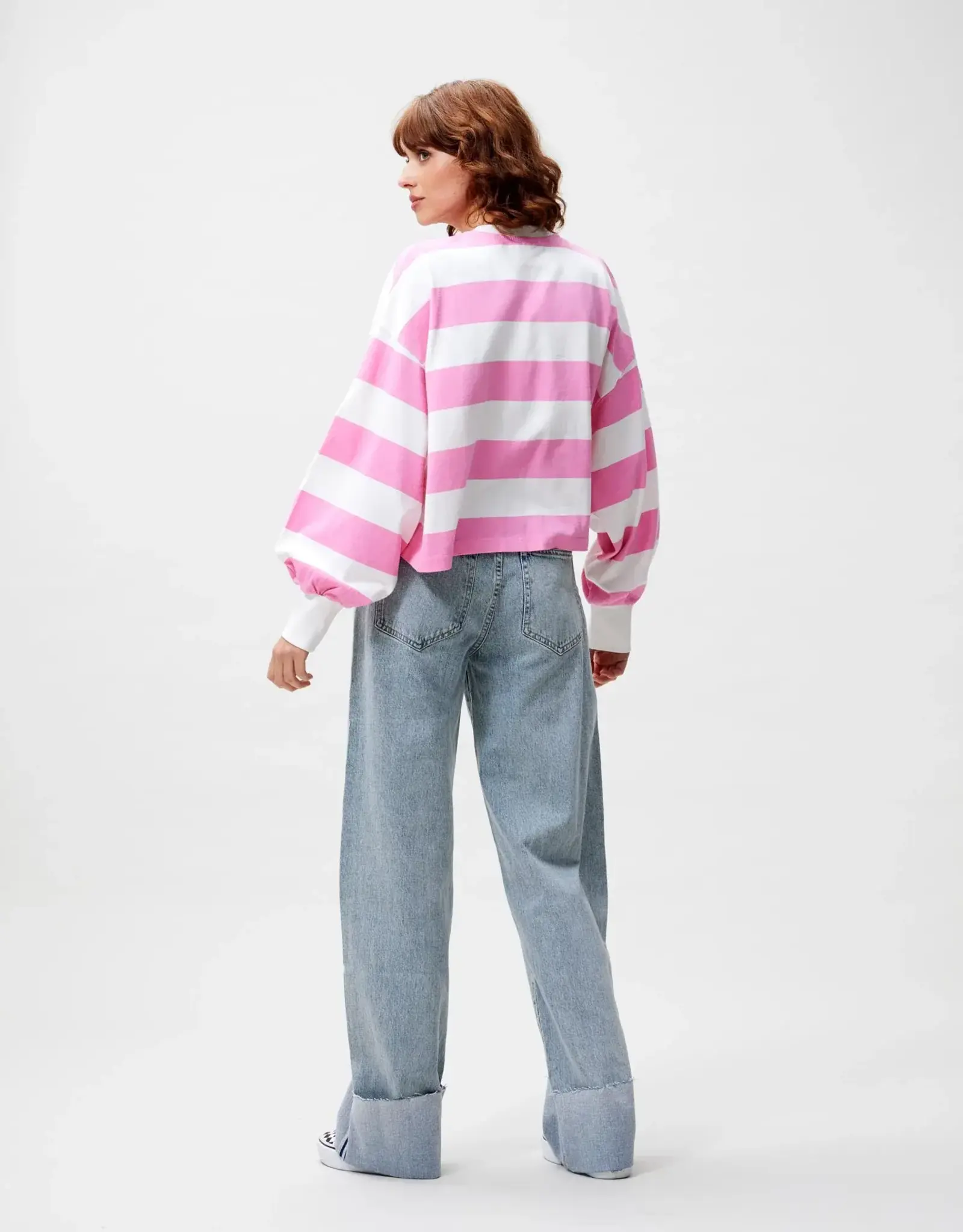 Catwalk Junkie T-Shirt Long Sleeve 'Oversized Striped' - Rosebloom - Catwalk Junkie