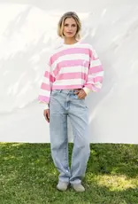 Catwalk Junkie T-Shirt Long Sleeve 'Oversized Striped' - Rosebloom - Catwalk Junkie