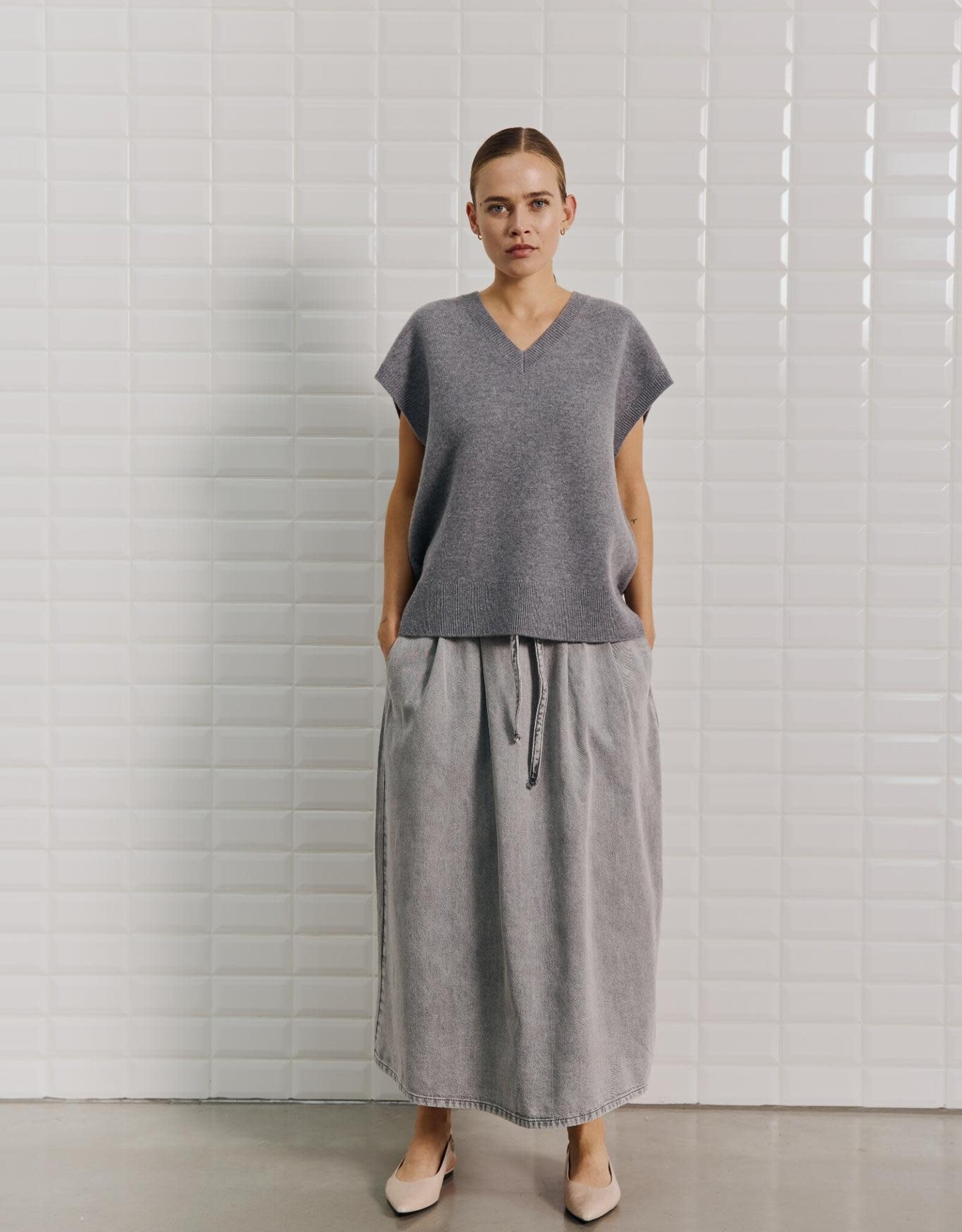 Withblack Spencer V-Neck 'Cooper' - Grey Melange - Withblack