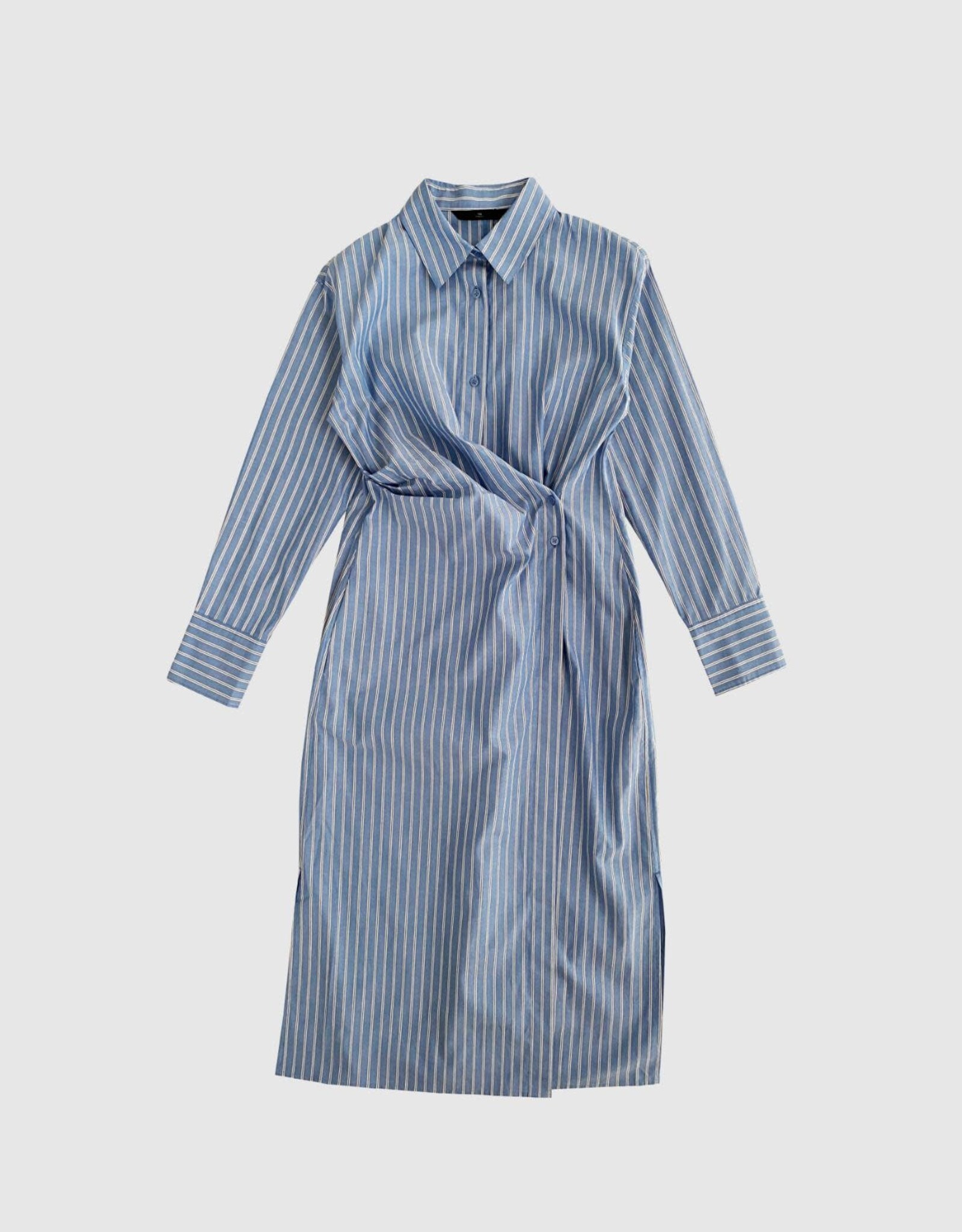 Withblack Jurk Striped 'Mesa' - Blue/Brown Pinstripe - Withblack