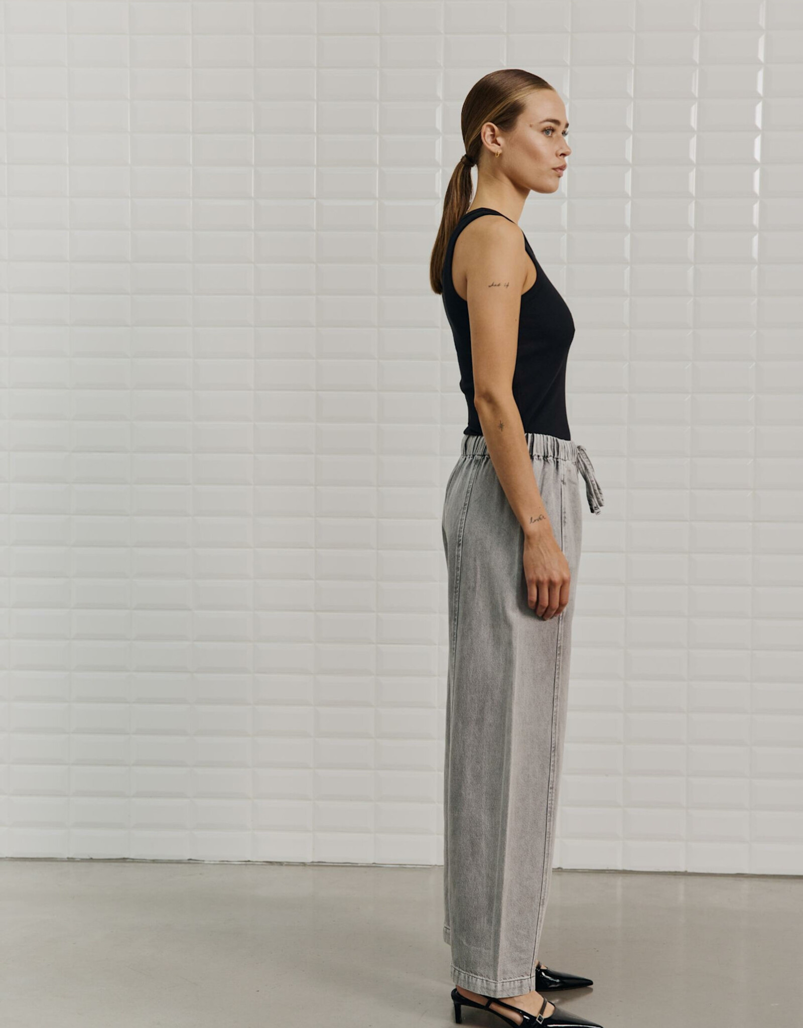 Withblack Jeans Wide 'Penelope' - Spring Grey - Withblack