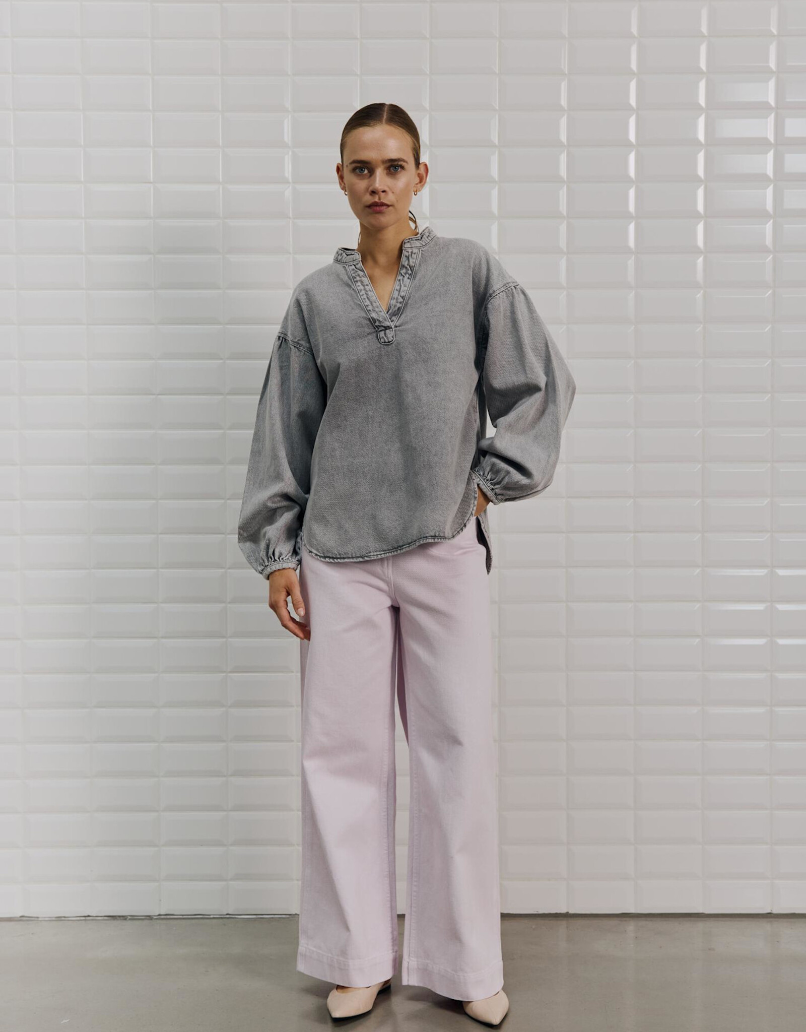 Withblack Blouse 'Penelope' - Spring Grey - Withblack