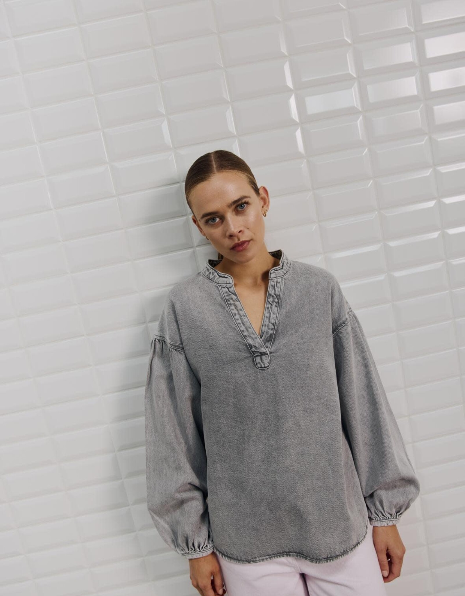 Withblack Blouse 'Penelope' - Spring Grey - Withblack