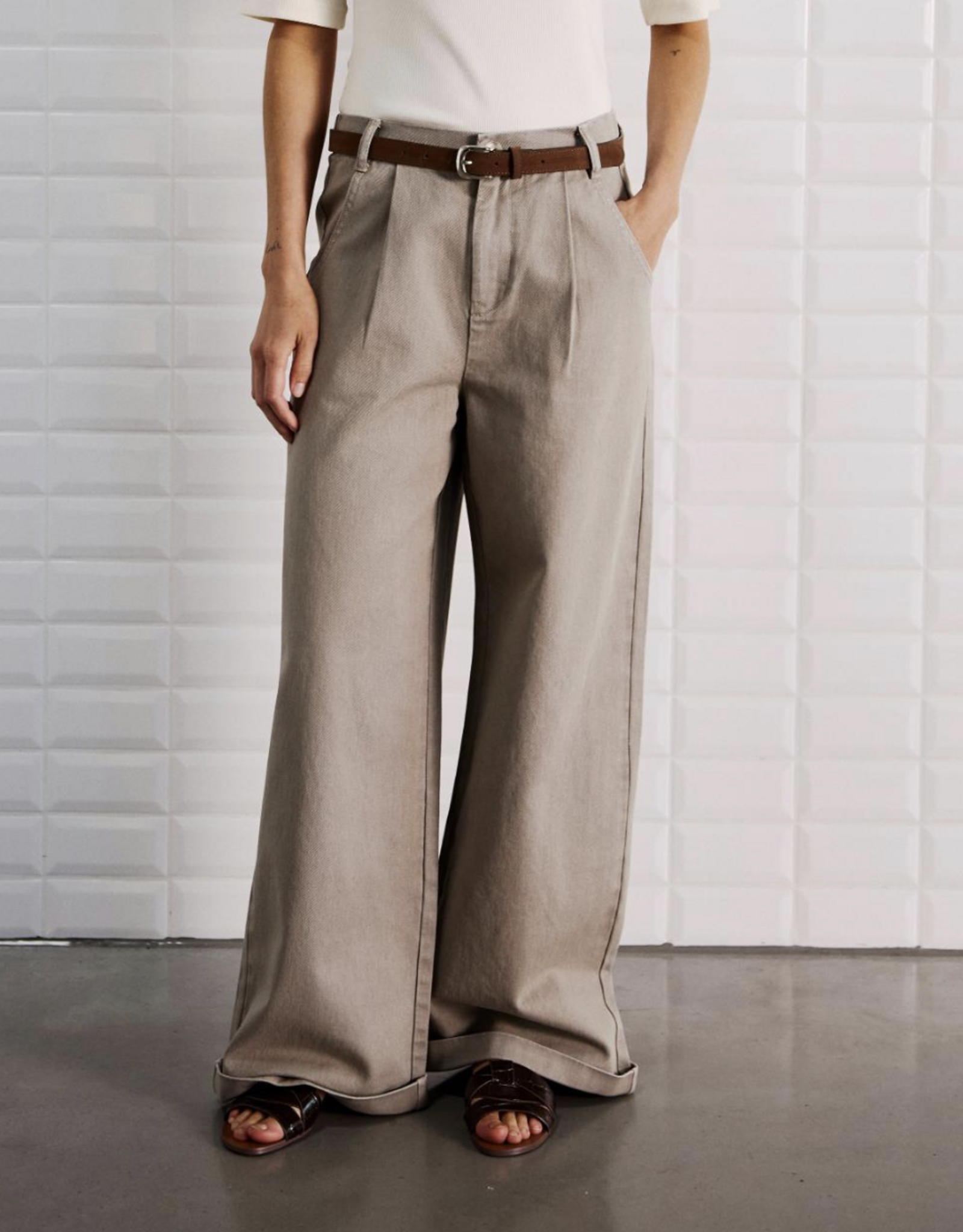 Withblack Broek Wide 'Steffi' - Grey Sand - Withblack