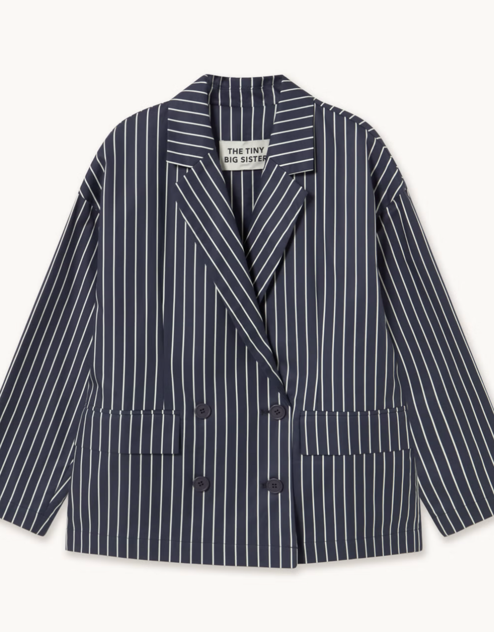 The Tiny Big Sister Blazer 'Striped Twill' - Navy - The Tiny Big Sister