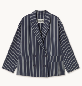 The Tiny Big Sister Blazer 'Striped Twill' - Navy - The Tiny Big Sister