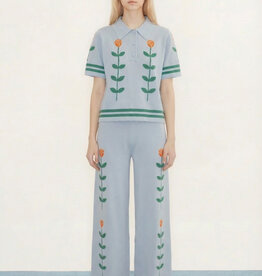 The Tiny Big Sister Polo Roses Jacquard 'Chloe' - Pretty Blue - The Tiny Big Sister