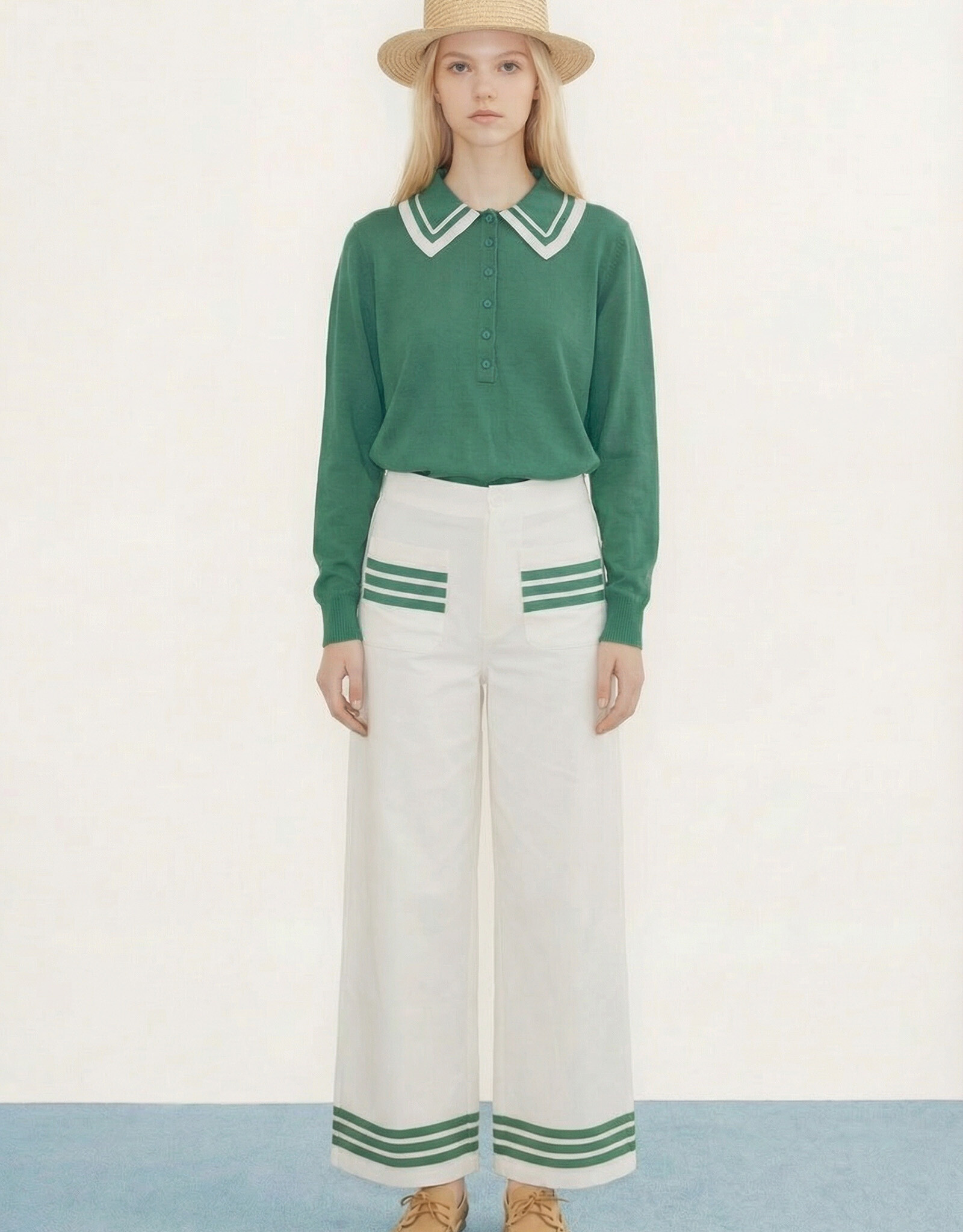 The Tiny Big Sister Pull Polo 'Frank' - Dark Emerald - The Tiny Big Sister