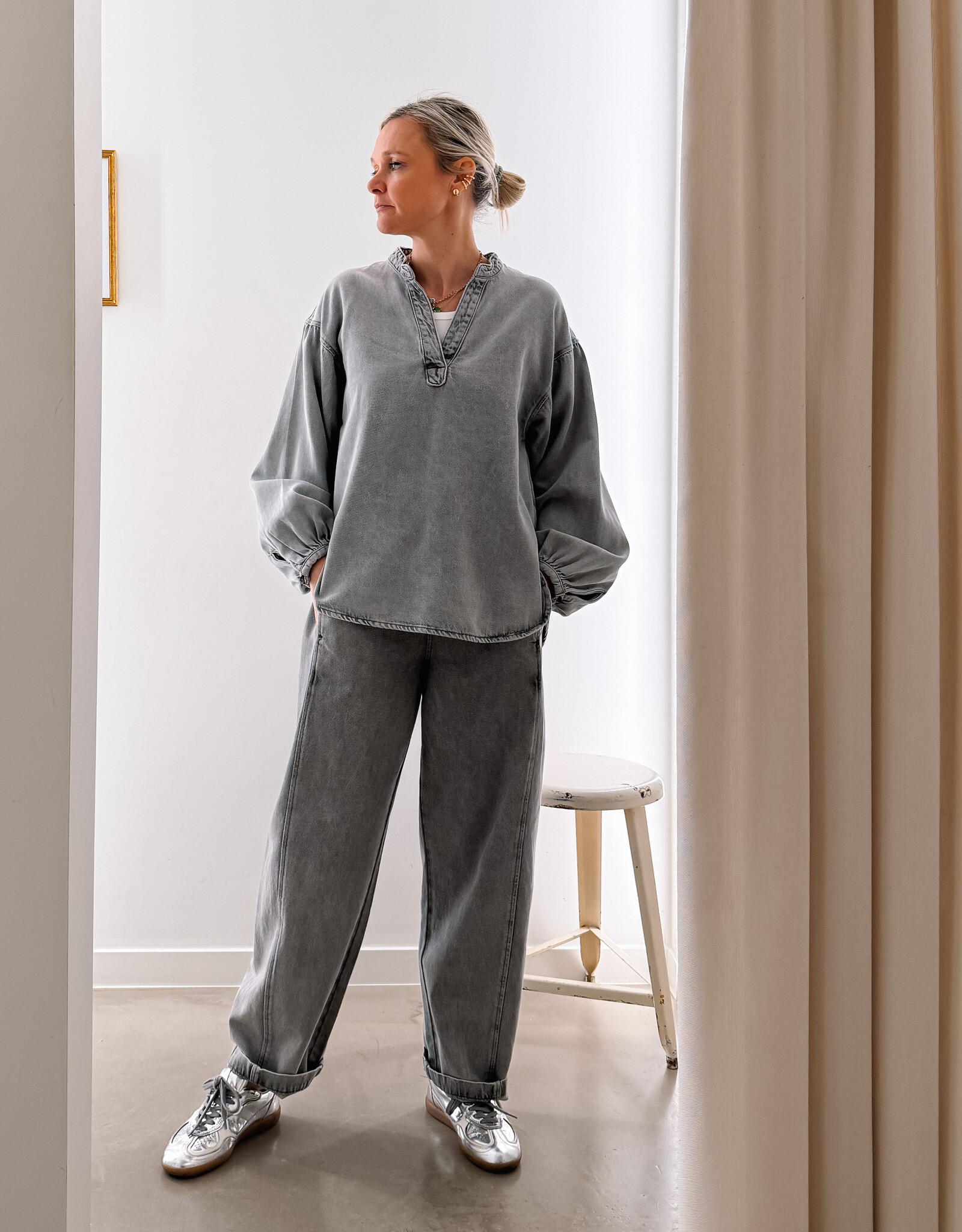 Withblack Jeans Wide 'Penelope' - Spring Grey - Withblack