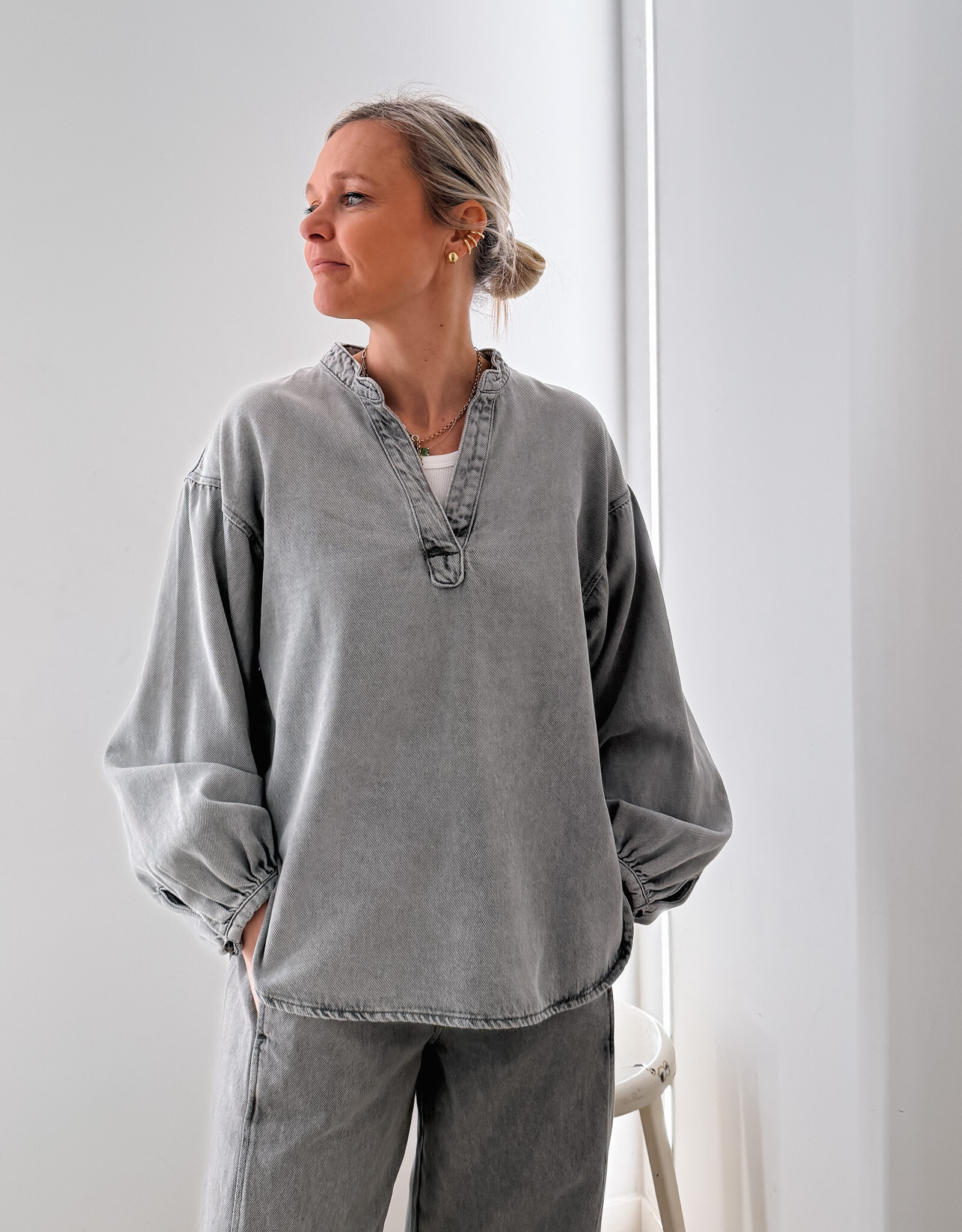 Withblack Blouse 'Penelope' - Spring Grey - Withblack