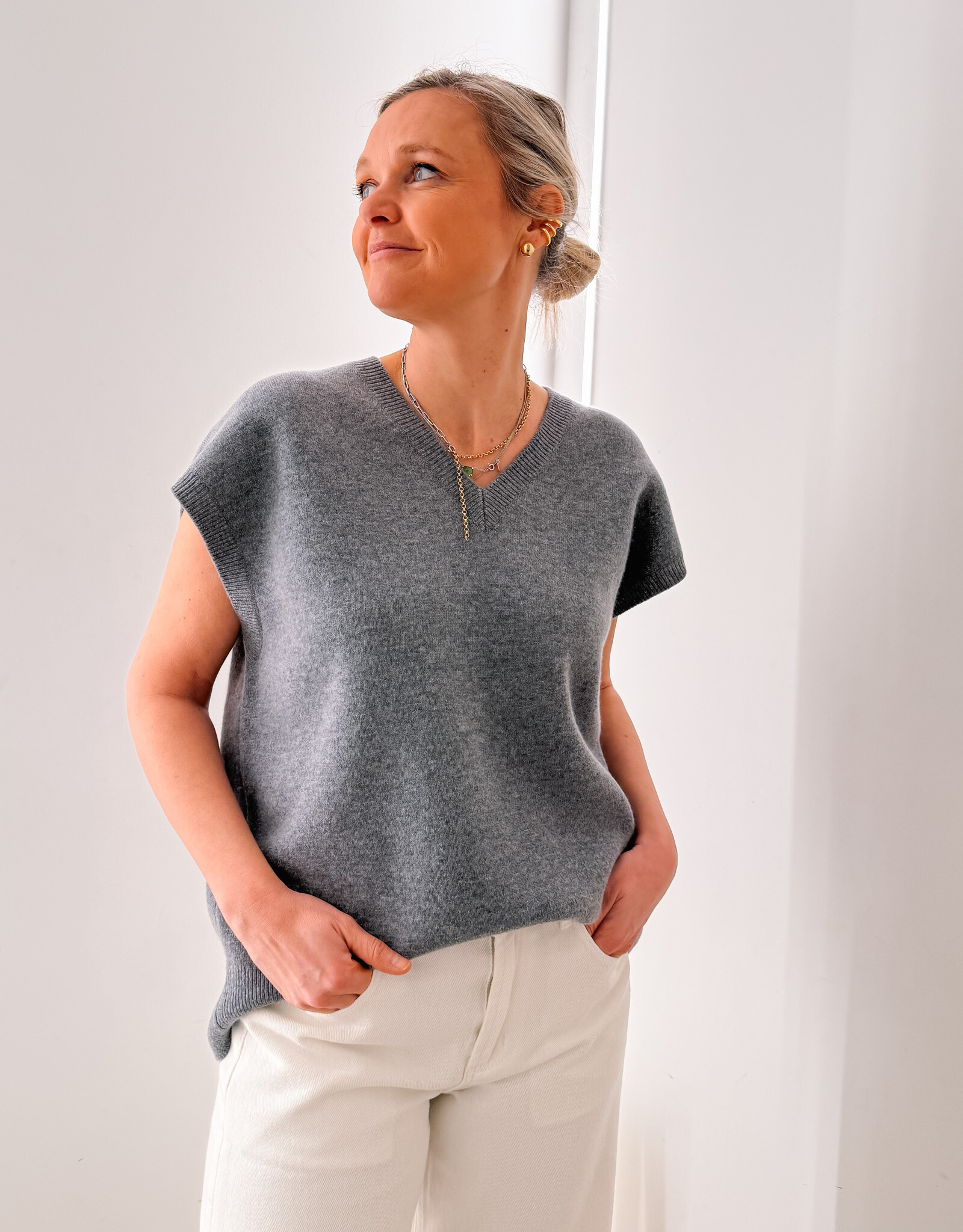 Withblack Spencer V-Neck 'Cooper' - Grey Melange - Withblack