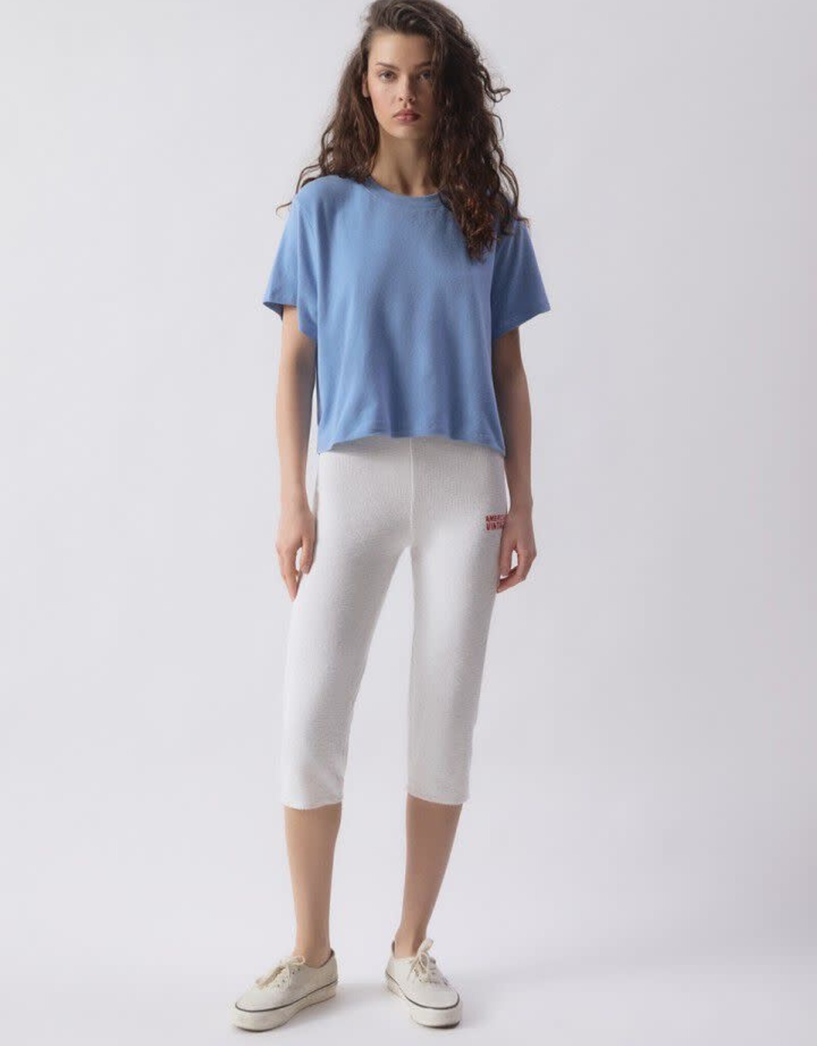 American Vintage T- Shirt Korte Mouw  'Ypawood' - Bleu Chine  - Ypa02G -  American Vintage