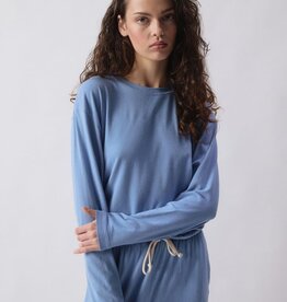 American Vintage T- Shirt Lange Mouw 'Ypawood' - YPA02B - Bleu Chine  - American Vintage