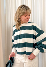 Catwalk Junkie T-Shirt Long Sleeve 'Oversized Striped' - Sea Moss - Catwalk Junkie