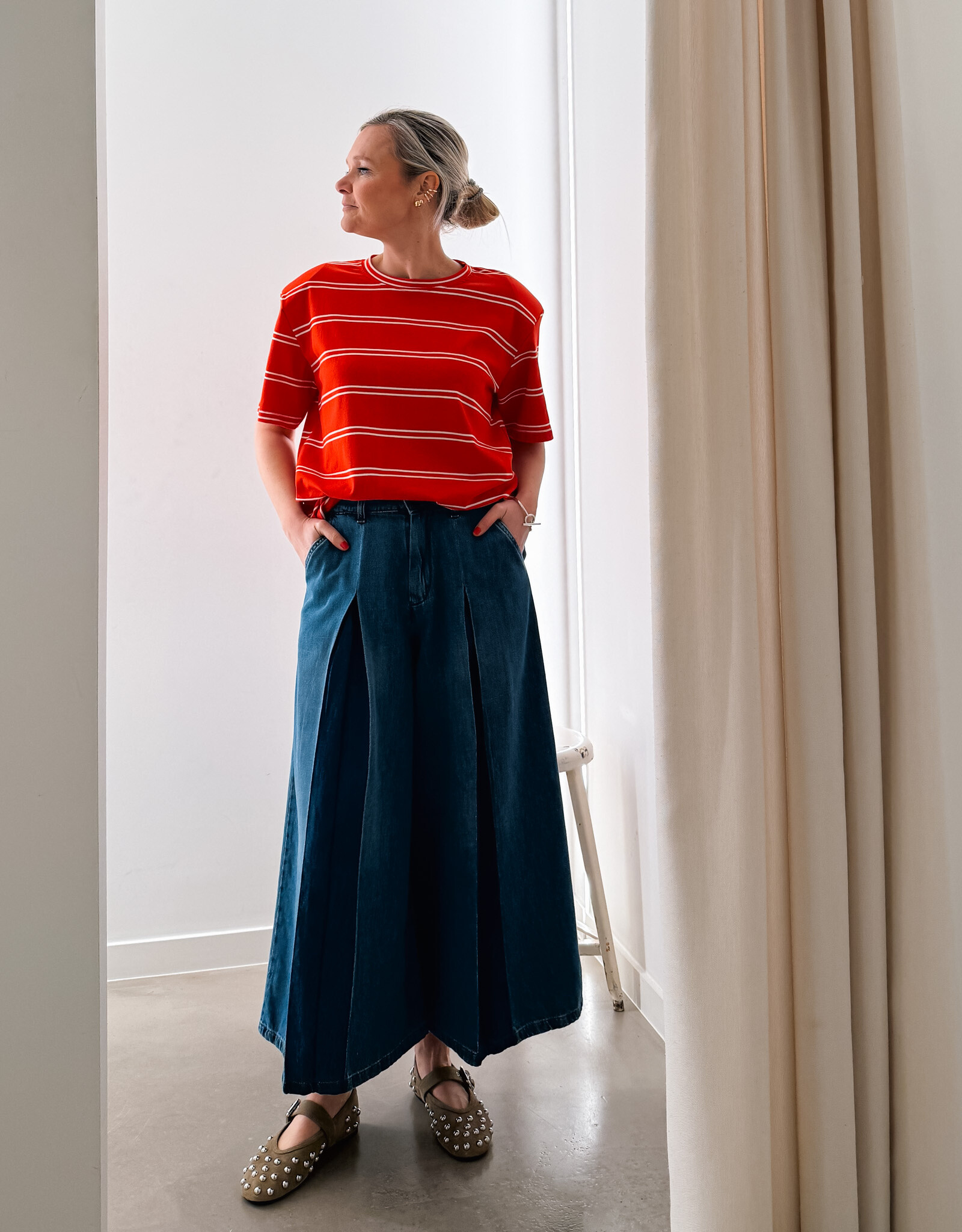 The Golden House - Garc T-Shirt Stripe 'Addie' - Red - One Size